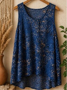 Madison Grey Sprinkled Pattern‎ Tank Blouse Size XXL